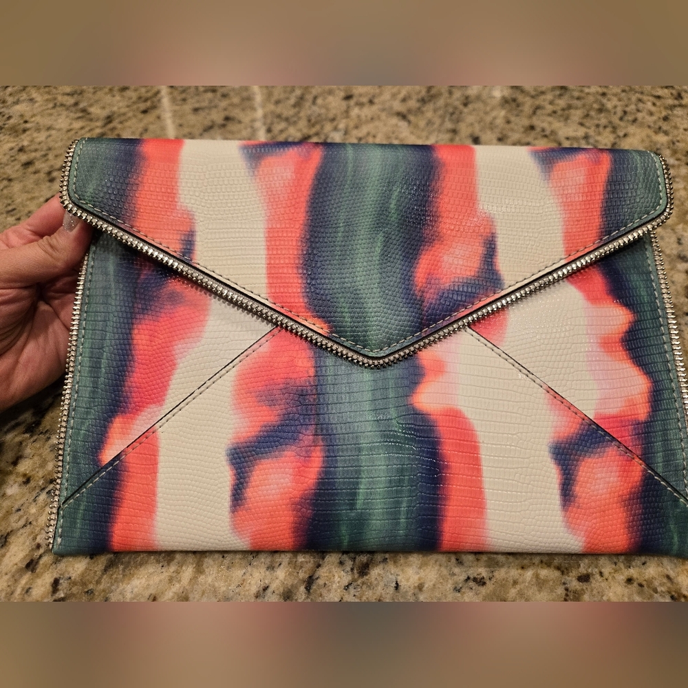 Rebecca minkoff tie dye clutch with zipper edge